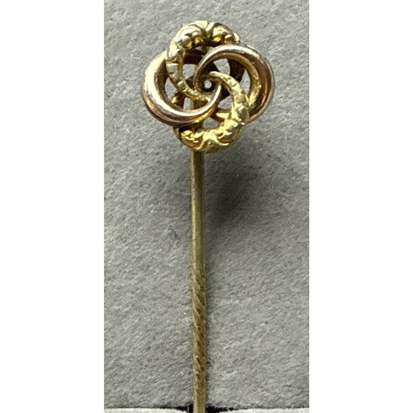 Antique Love Knot Rolled Gold Brass Victorian Stick Pin Hat Pin As Is - Picture 1 of 13